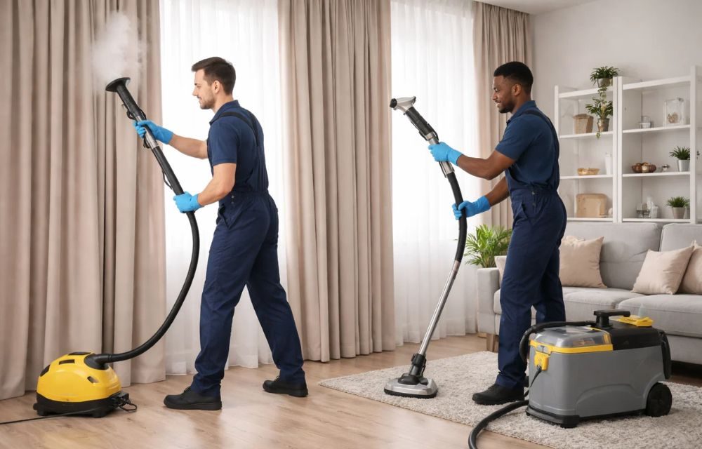 Cleaning curtains and sofas at home